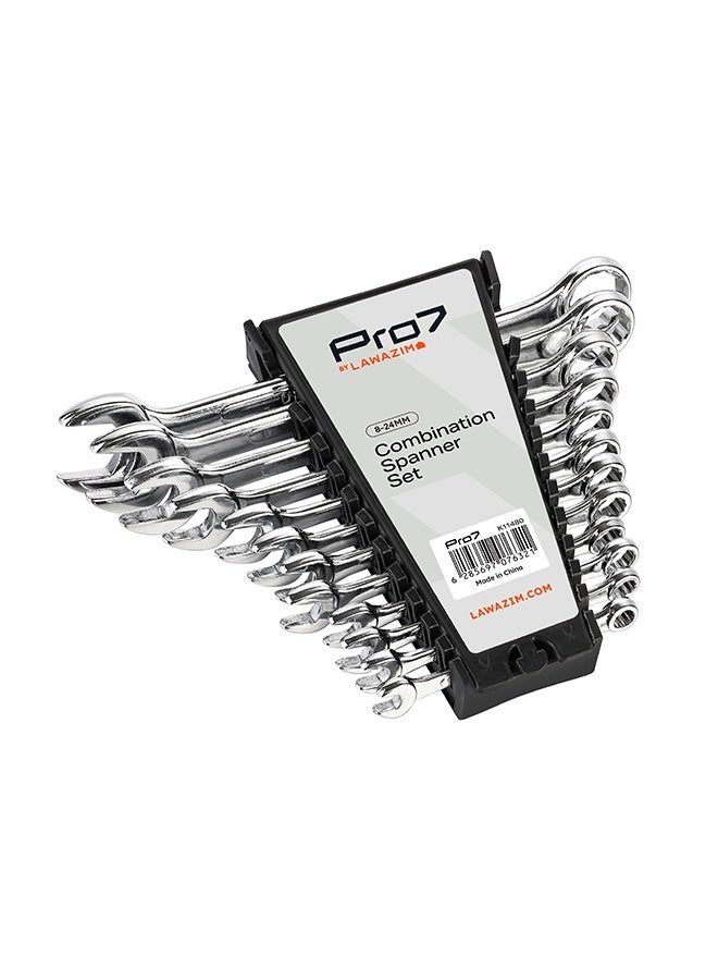 لوازم برو7 طقم مشترك 12 قطعة من 8 الى 24 متر - 12 قطعة - مجموعة مفاتيح مسننة بتصميم مفتوح ومغلق، مقبض مانع للانزلاق، آلية عزم دوران قوية، حقيبة تخزين عملية - مناسب للسيارة، المنزل وورش العمل - Image 2